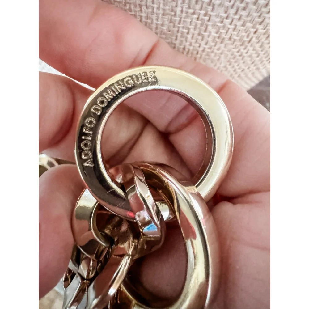 Adolfo Dominguez Designer Statement Necklace Gold tone Links 16 " - Picture 2 of 4